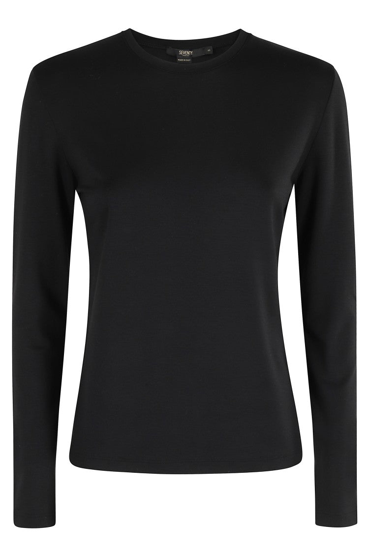 Seventy Fitted Long-Sleeve Crew Neck T-Shirt In Black