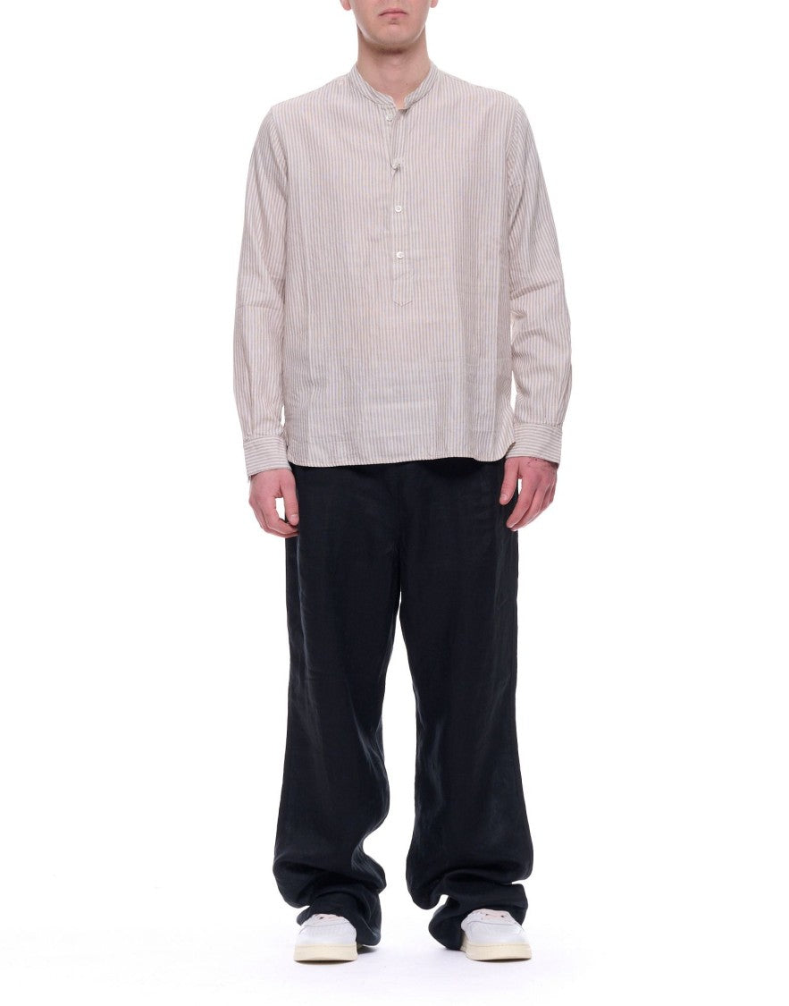 Cellar Door Black Relaxed Fit Owen Linen Trousers