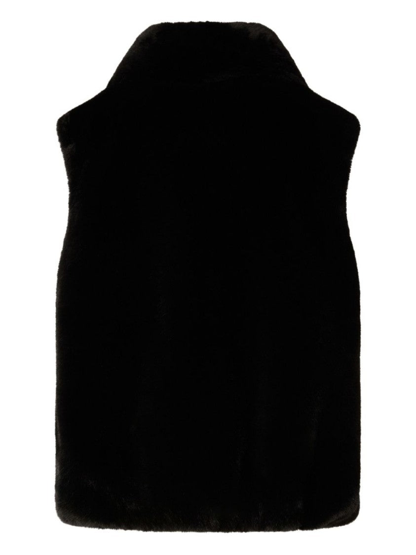 Pinko High-Collar Black Vest With Double-Slider Zip Closure