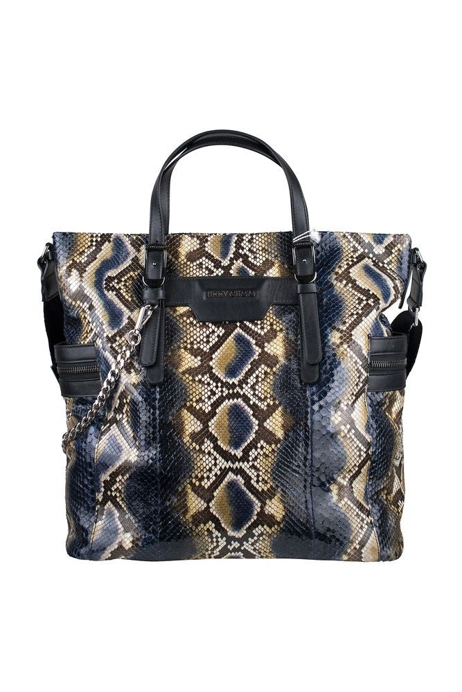 Jimmy Choo Python-Effect Leather Satchel With Removable Chain