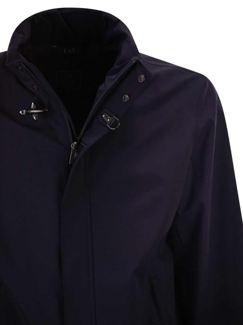 Fay Short Travel Bomber Jacket In Water-Repellent Stretch Nylon