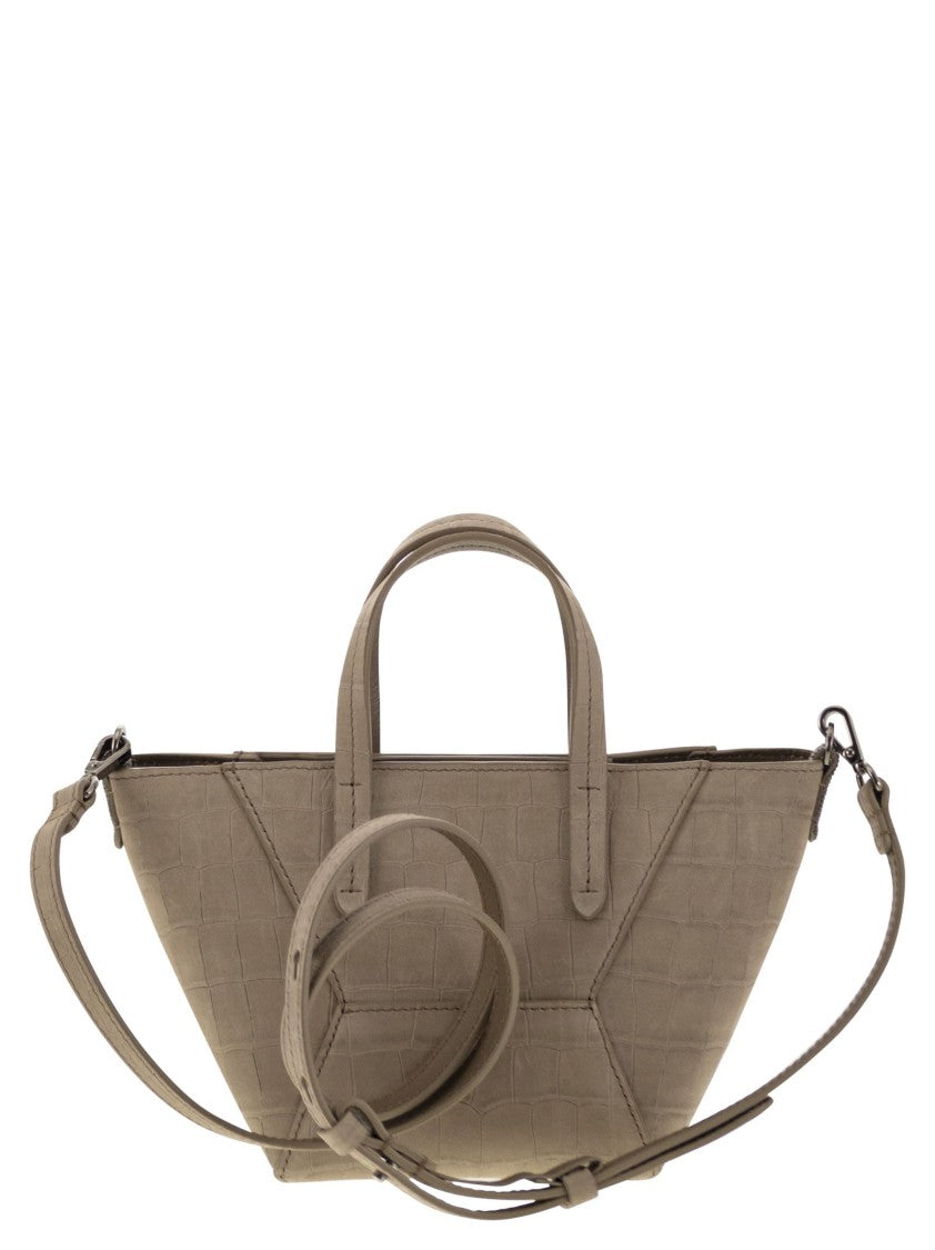 Brunello Cucinelli Bc Duo Mini Nubuck Croc Print Bag