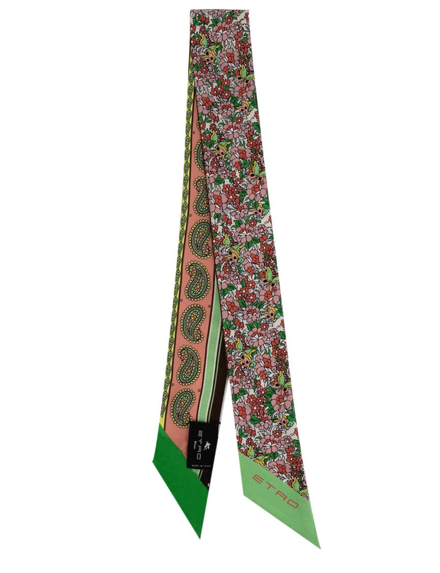 Etro Double Paisley Print Silk Scarf