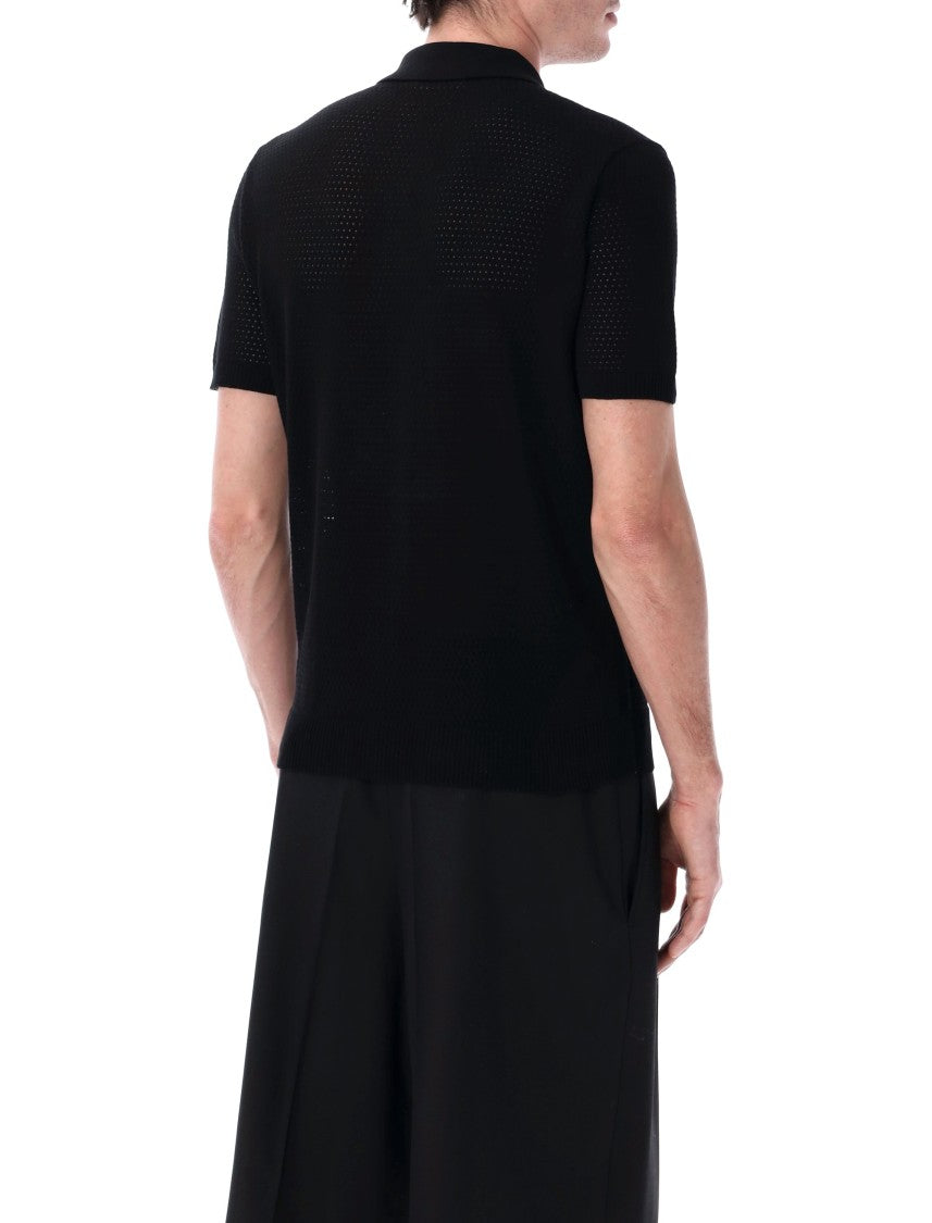 Roberto Collina Perforated Cotton Ribbed Finishes Polo Shirt
