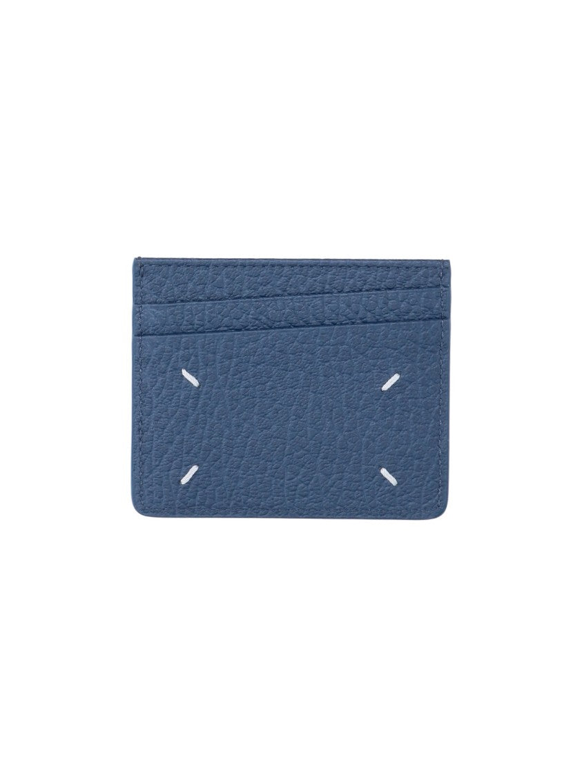 Maison Margiela Blue Four Stitches Textured Leather Card Holder