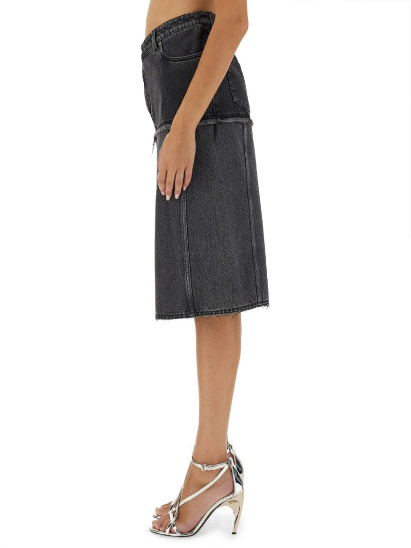 Alexander Mcqueen Two-Tone Denim Skirt