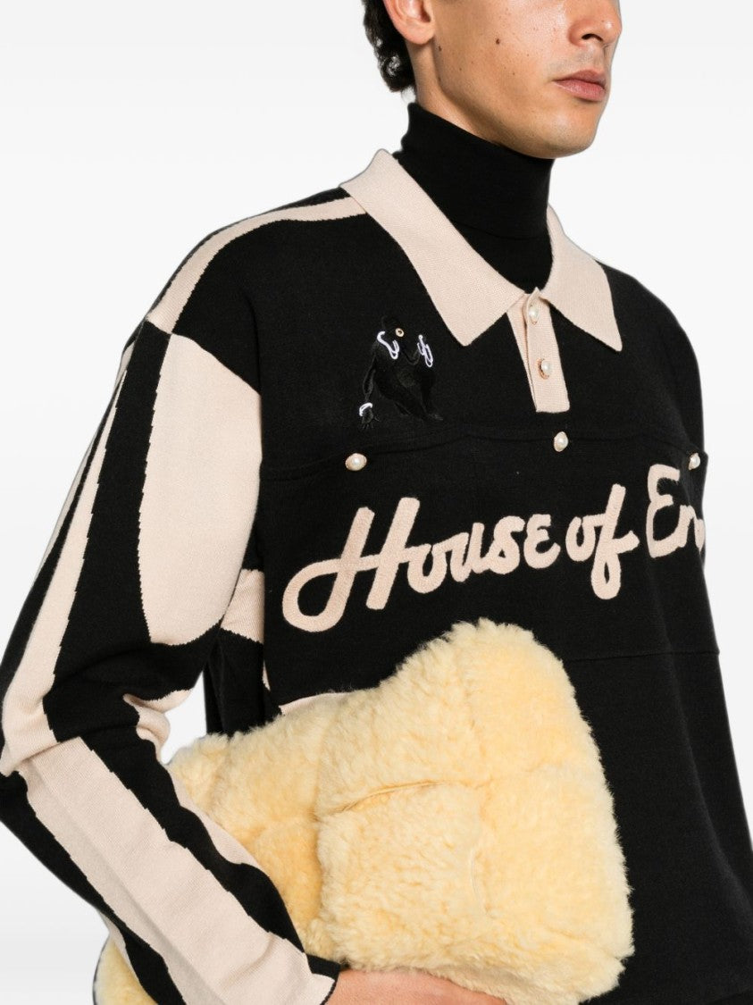 House Of Errors Black Color Block Polo Sweatshirt