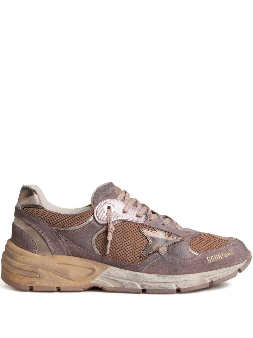 Golden Goose Distressed Vintage-Inspired Sneakers With Silk And Nylon Blend