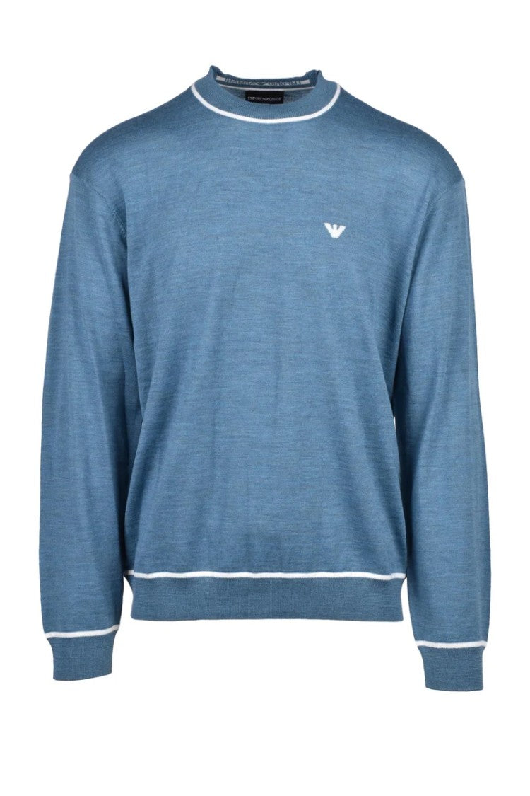 Emporio Armani Wool Crew Neck Sweater - Light Blue