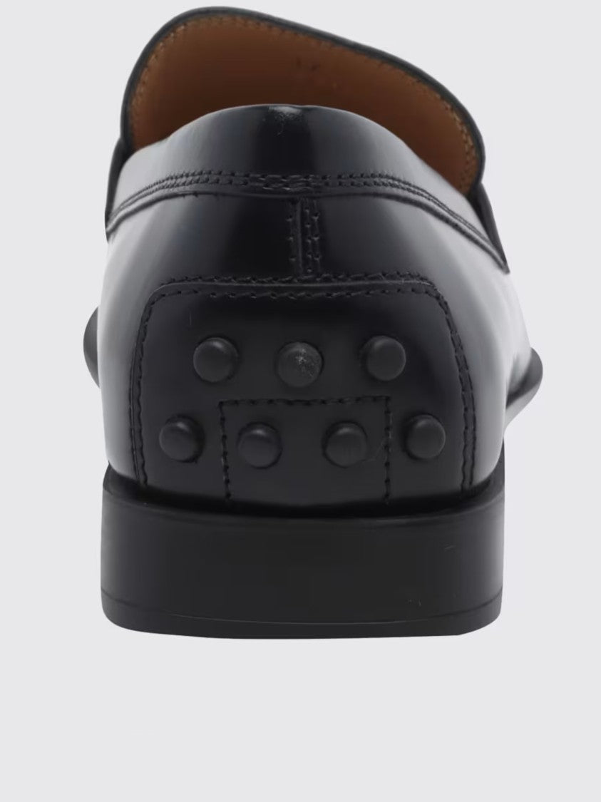 Tod's Gomma Lettering Black Leather Loafers