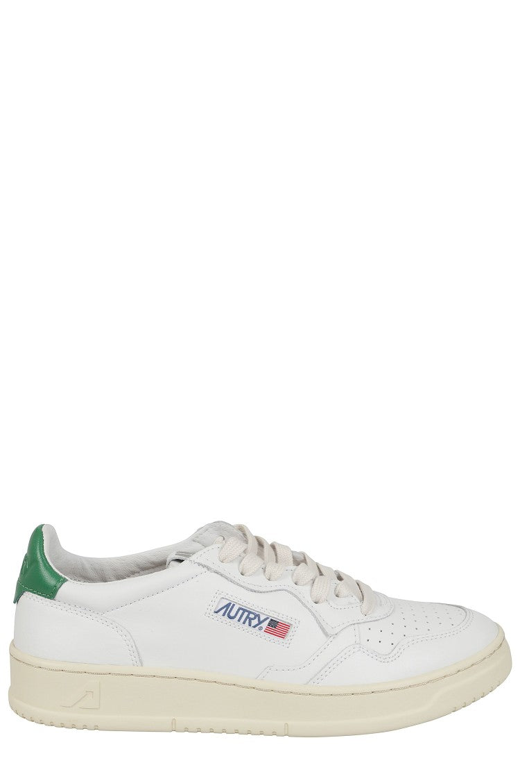 Autry Medalist Low White And Green Suede Leather Sneakers