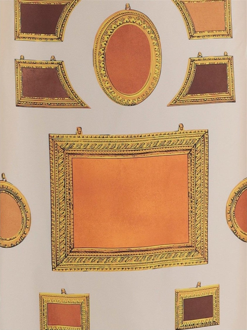 Versace Silk And Nylon Blend Skirt With Ornate Picture Frame Print