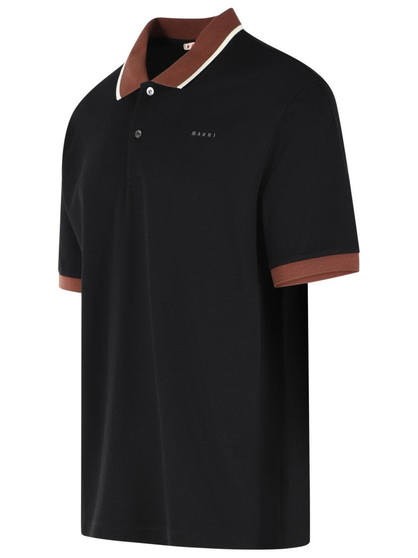 Marni Black Cotton Polo Shirt