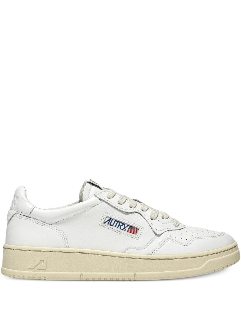 Autry White Medalist Low Leather Perforated Sneakers