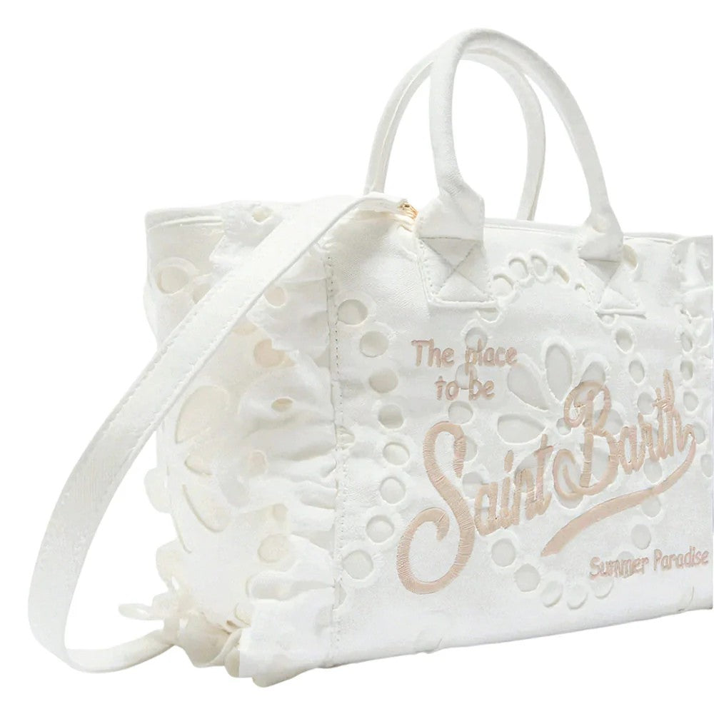 Mc2 Saint Barth White Unica Ruffled Tote Bag