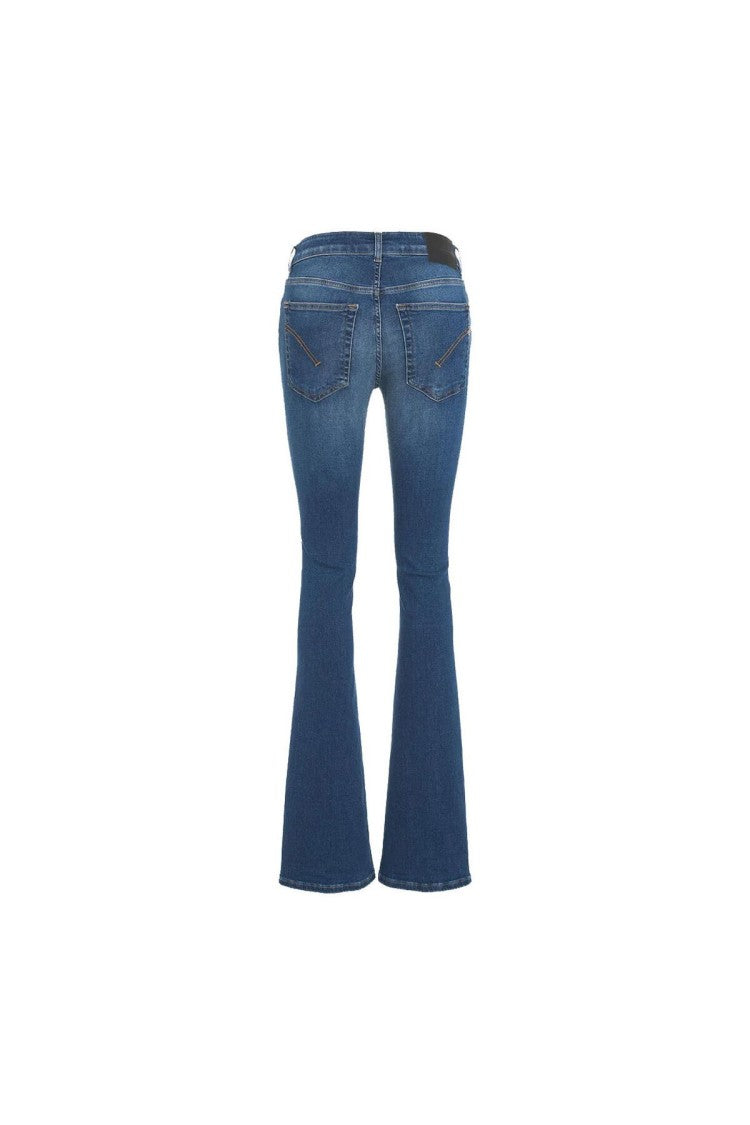 Dondup Blue Cotton-Blend Straight-Leg Jeans
