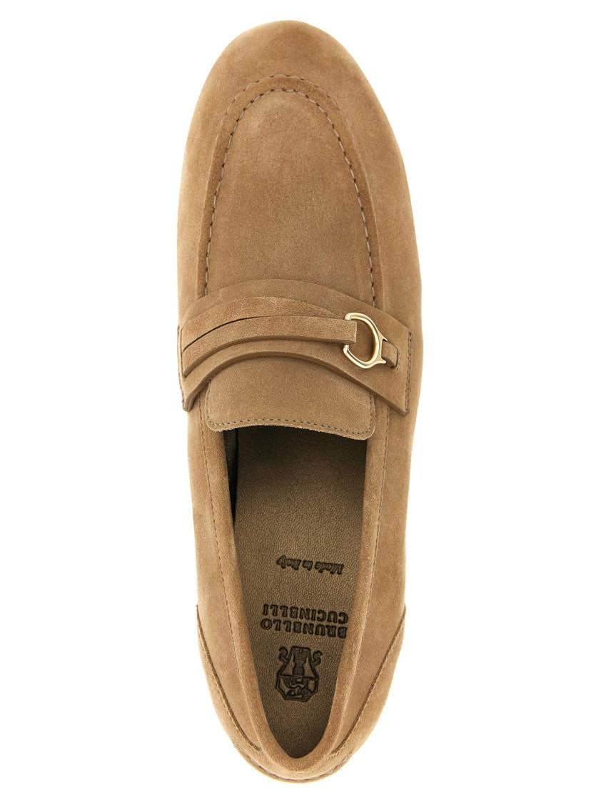Brunello Cucinelli Brown Leather Horsebit Loafers With Metal Front Clamp