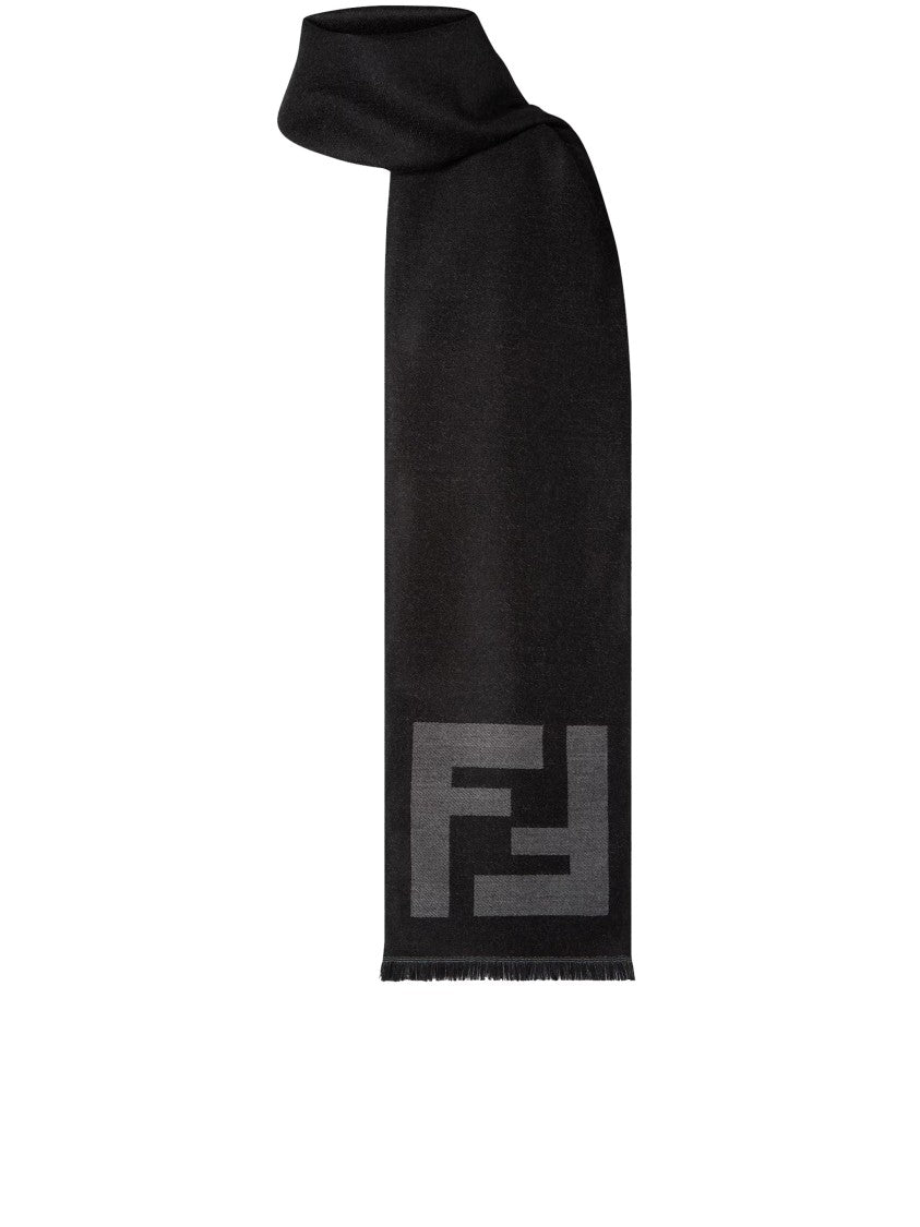 Fendi Ff Rectangular Black Subtle Logo Scarf