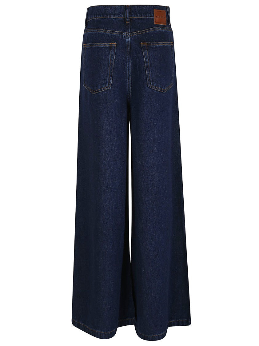 Parosh High Waist Wide-Leg Jeans With Classic Five-Pocket Design