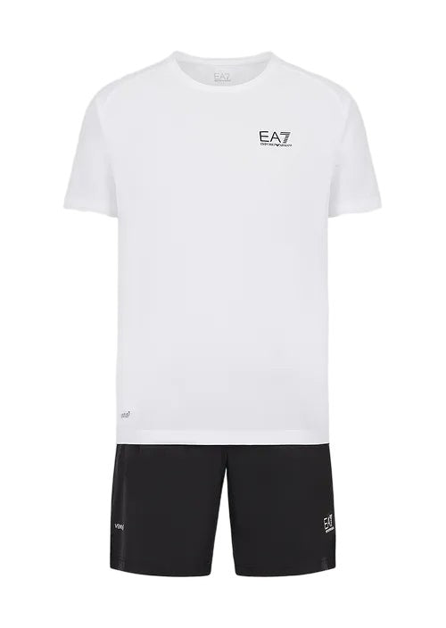 Ea7 Emporio Armani White Activewear Set With Contrasting Branding