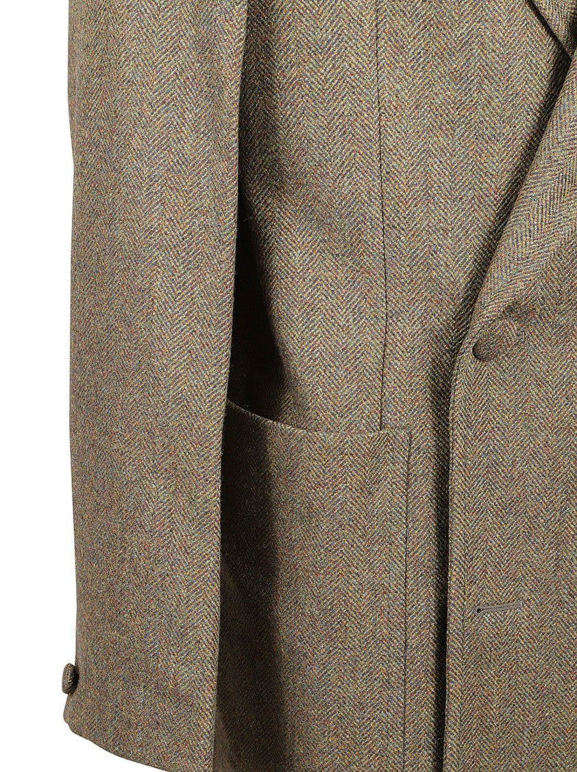 Givenchy Double-Breasted Tailored Coat With Herringbone Pattern