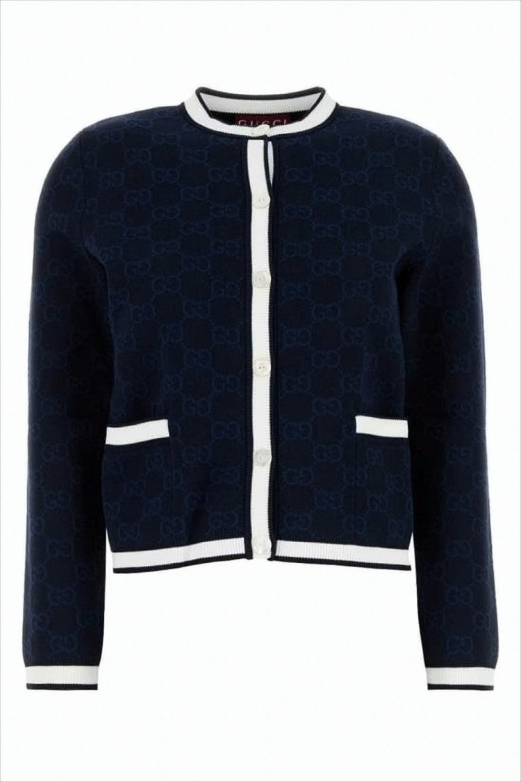 Gucci Cropped Button-Down Cardigan With Textured Pattern