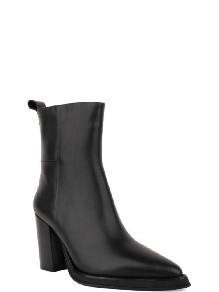 Sergio Moretti Black Low Heel Minimalist Leather Ankle Boots