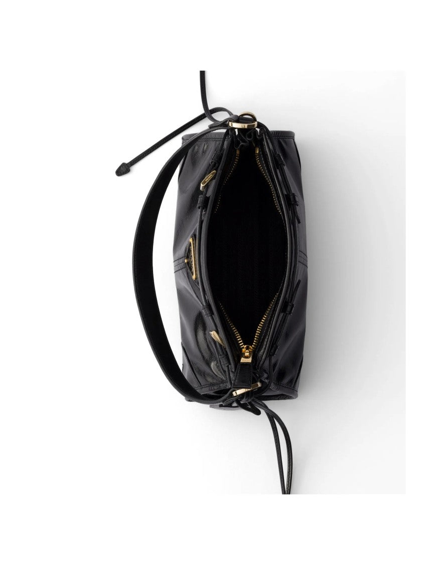 Prada Medium Handbag With Glossy Finish And Structured Shape
