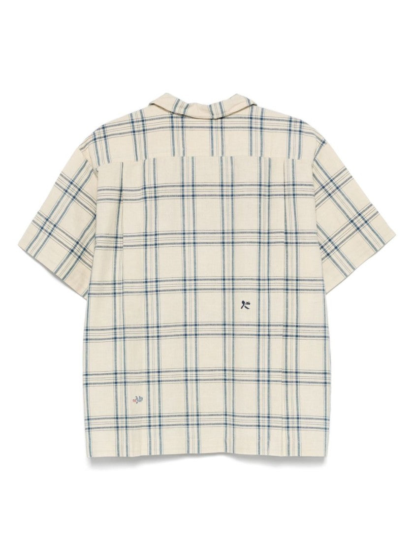 Story Mfg Check Pattern Short-Sleeved Shirt With Notched Collar