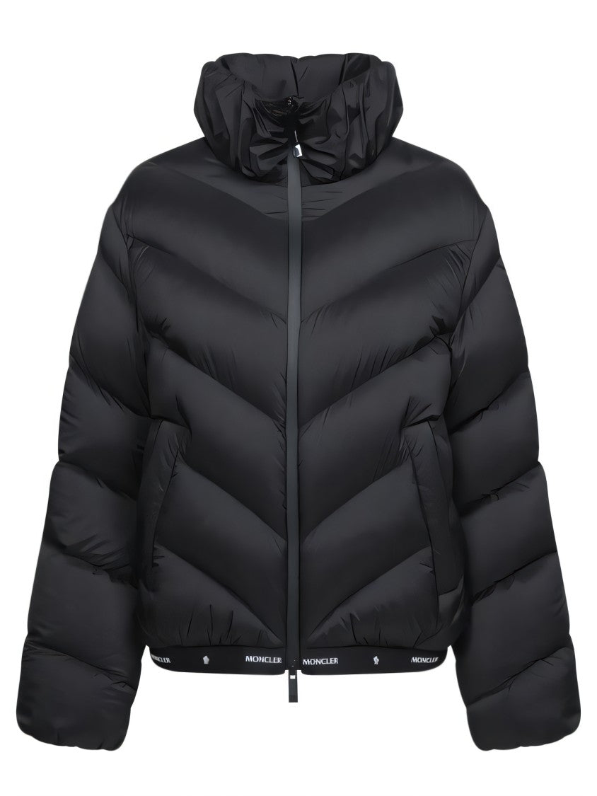 Moncler Padded Black Jacket With High Collar