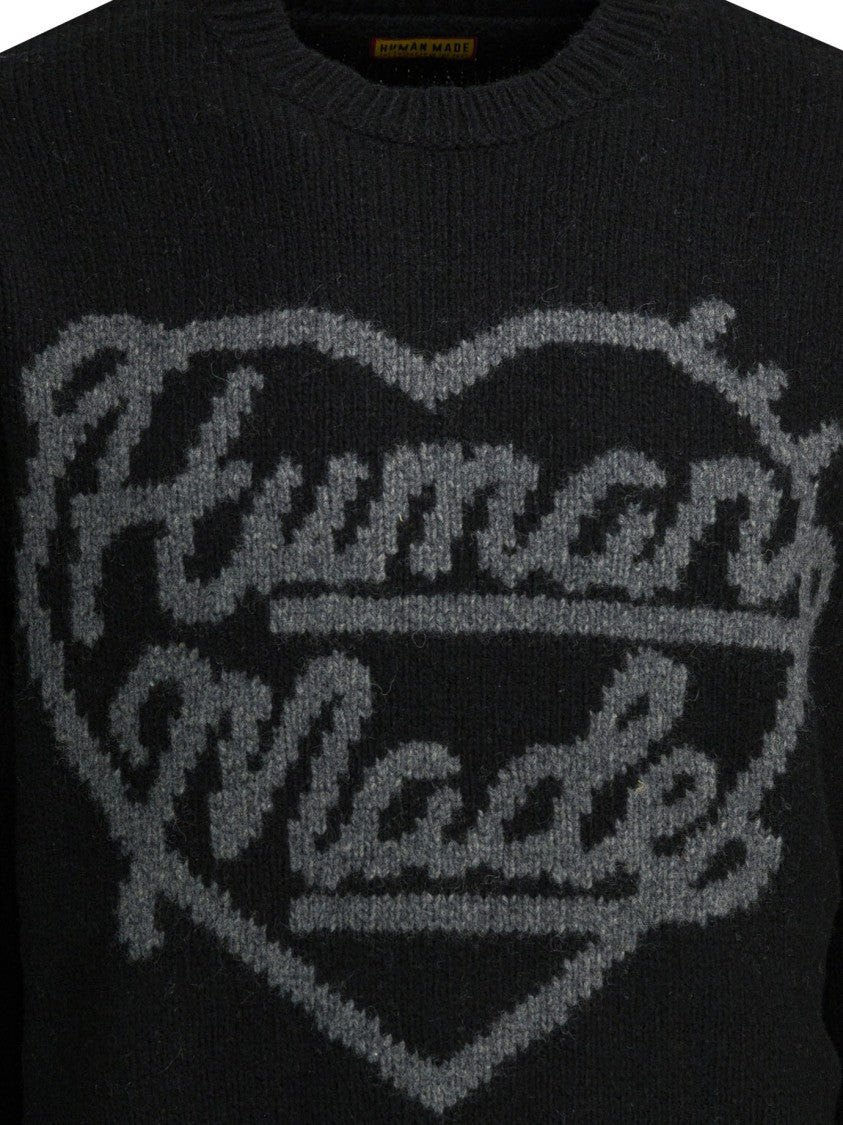 Human Made Crew Neck Knitwear With Textured Logo