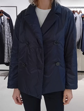 Max Mara Padded Dark Blue Coat With Double-Breasted Front