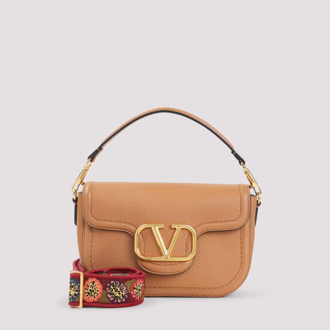 Valentino Garavani Almond Beige Calf Leather Alltime Shoulder Bag