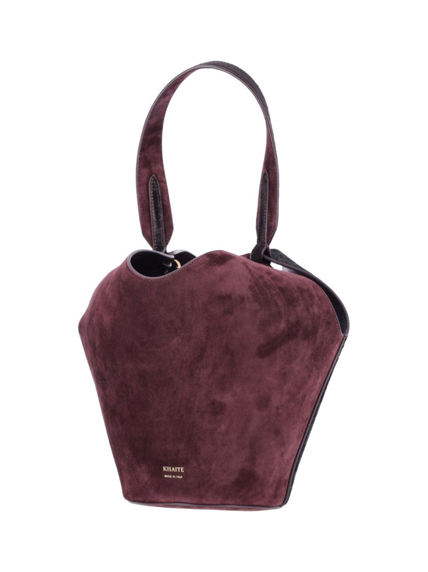Khaite Mini Tote Bag In Bordeaux Calf Suede