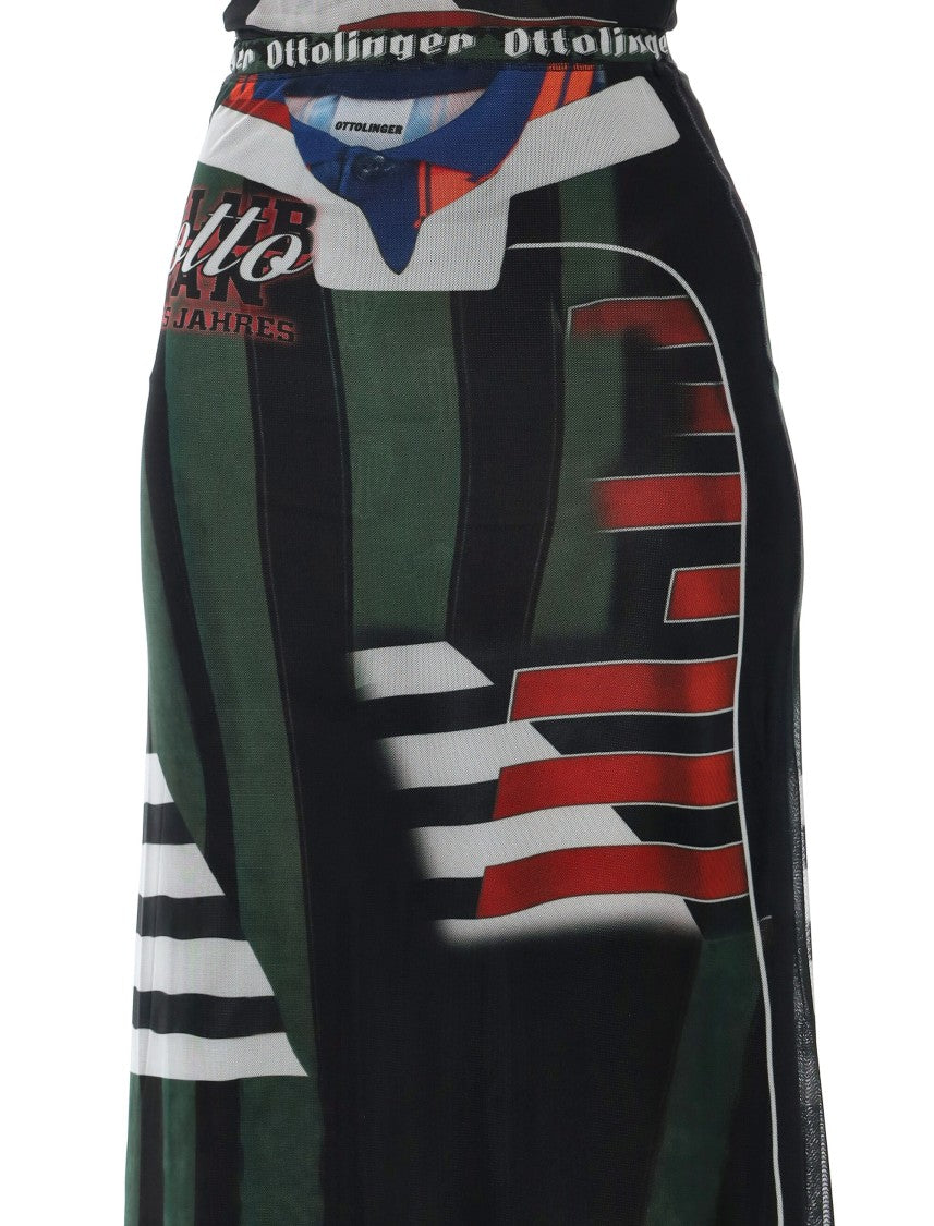 Ottolinger Mesh Long Abstract Printed Midi Skirt