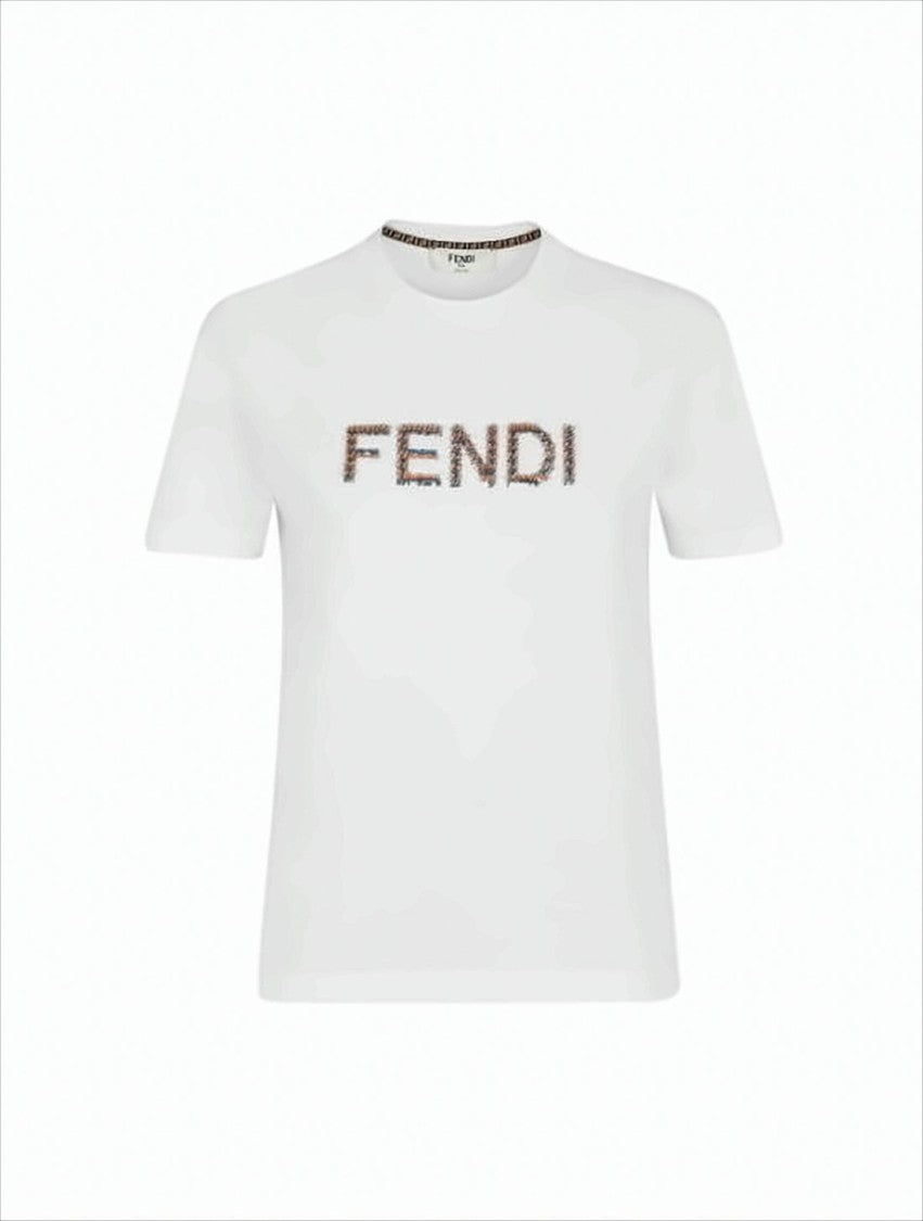 Fendi Short-Sleeved Cotton T-Shirt With Sequined Logo