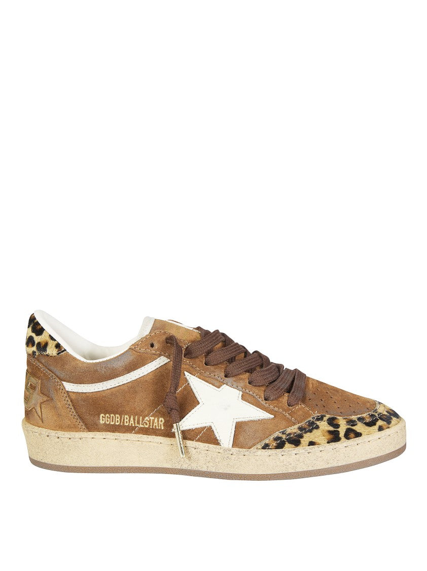 Golden Goose Brown Suede Leopard Ballstar Sneakers