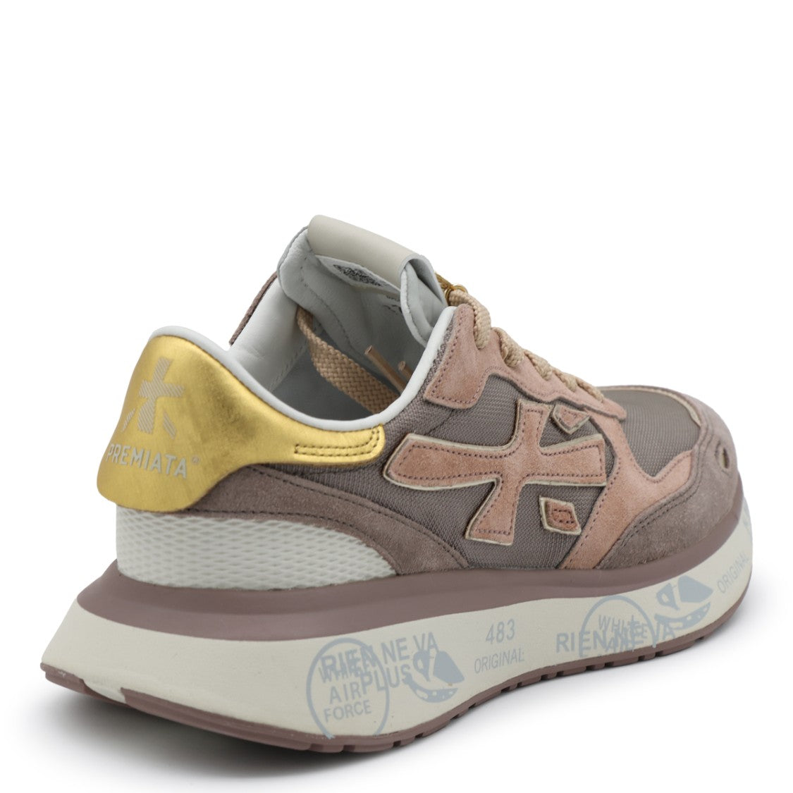 Premiata Layered Suede Mesh Metallic Accent Sneakers