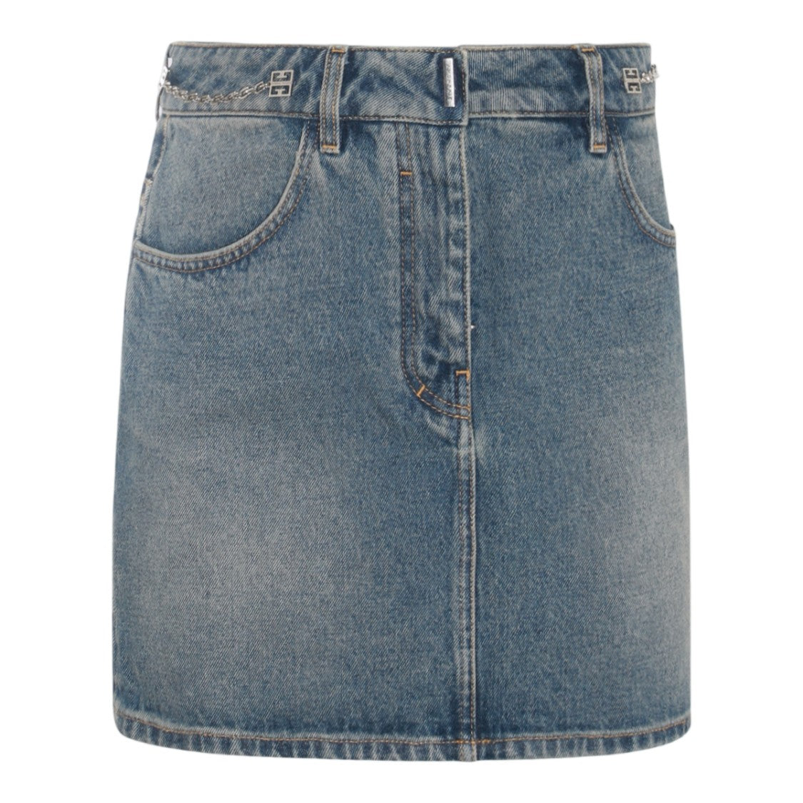 Givenchy Medium Blue Denim Skirt With Metallic Accents