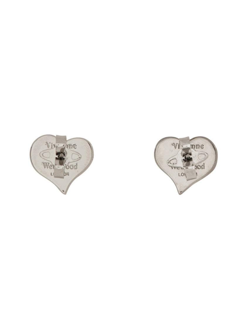 Vivienne Westwood Heart-Shaped Earrings With Pink Enamel And Crystal Accents