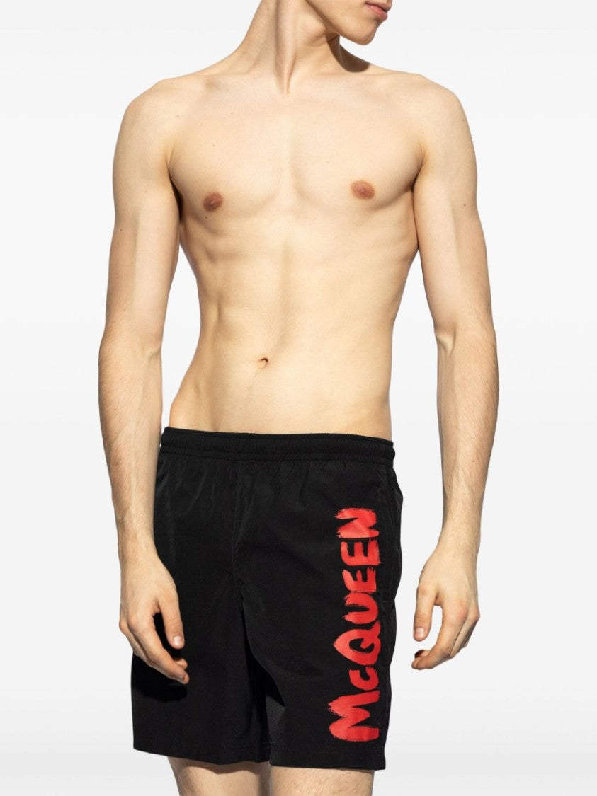 Alexander Mcqueen Black Swim Shorts