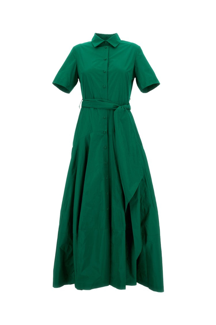 Parosh Short-Sleeve Midi Dress With Matching Waist Sash