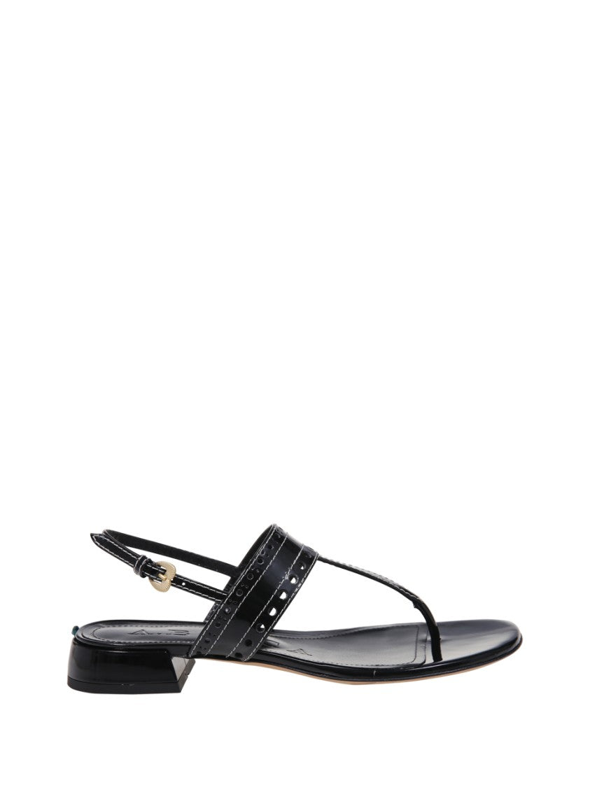 A. Bocca Black Leather Sandals