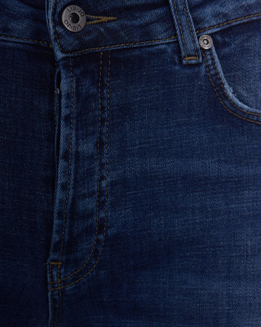 Liu Jo Stonewash Stretch Denim Jeans With Cuffed Hem
