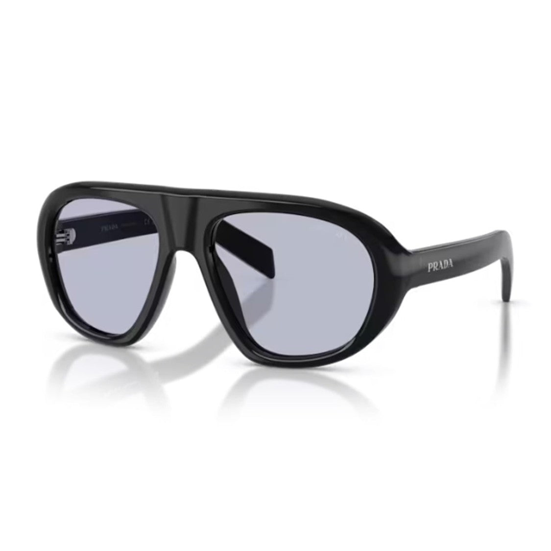 Prada Glossy Black C05s Oversized Pilot Acetate Sunglasses