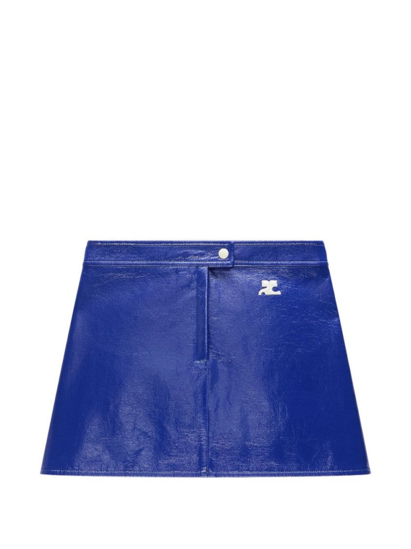 Courrèges Glossy Blue Patent Mini Skirt
