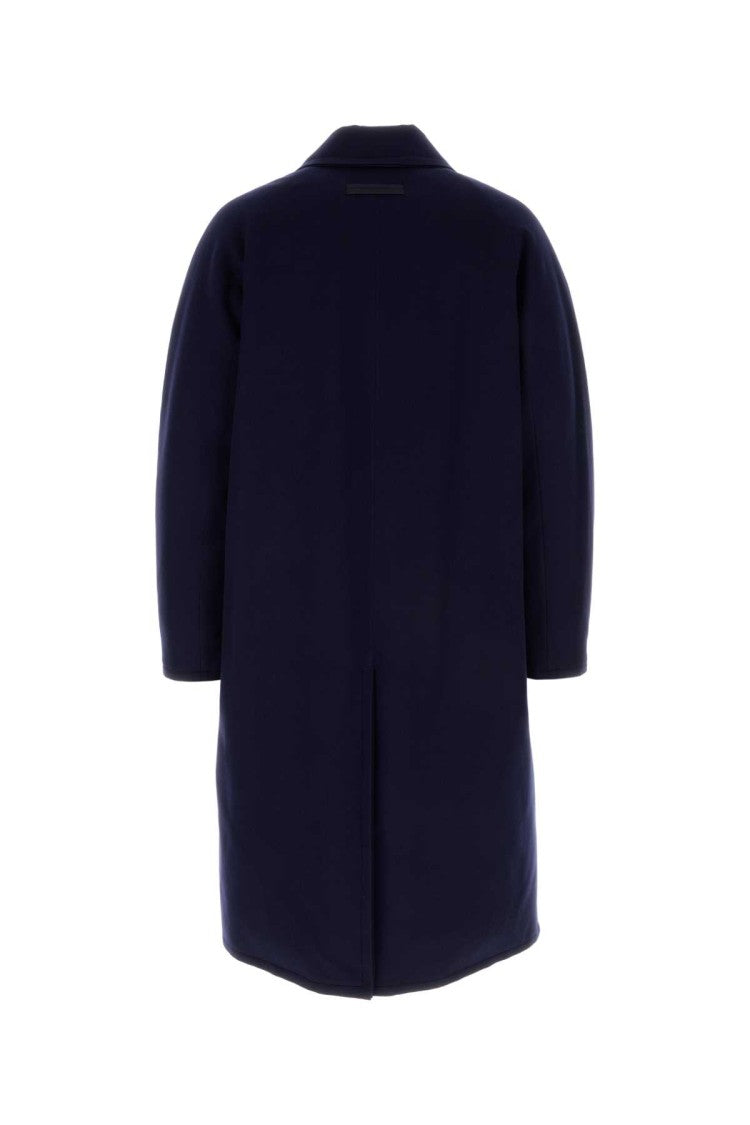 Zegna Navy Blue Wool Coat