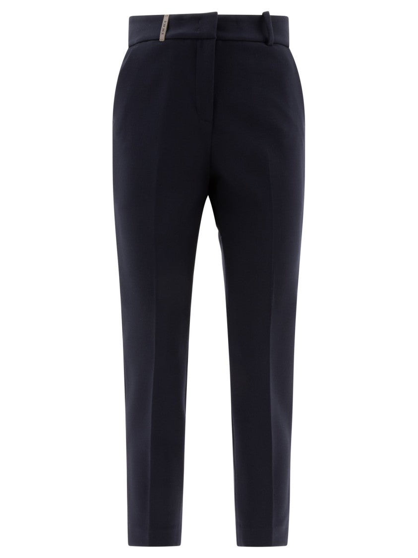 Peserico Fitted Blue Tailored Trousers