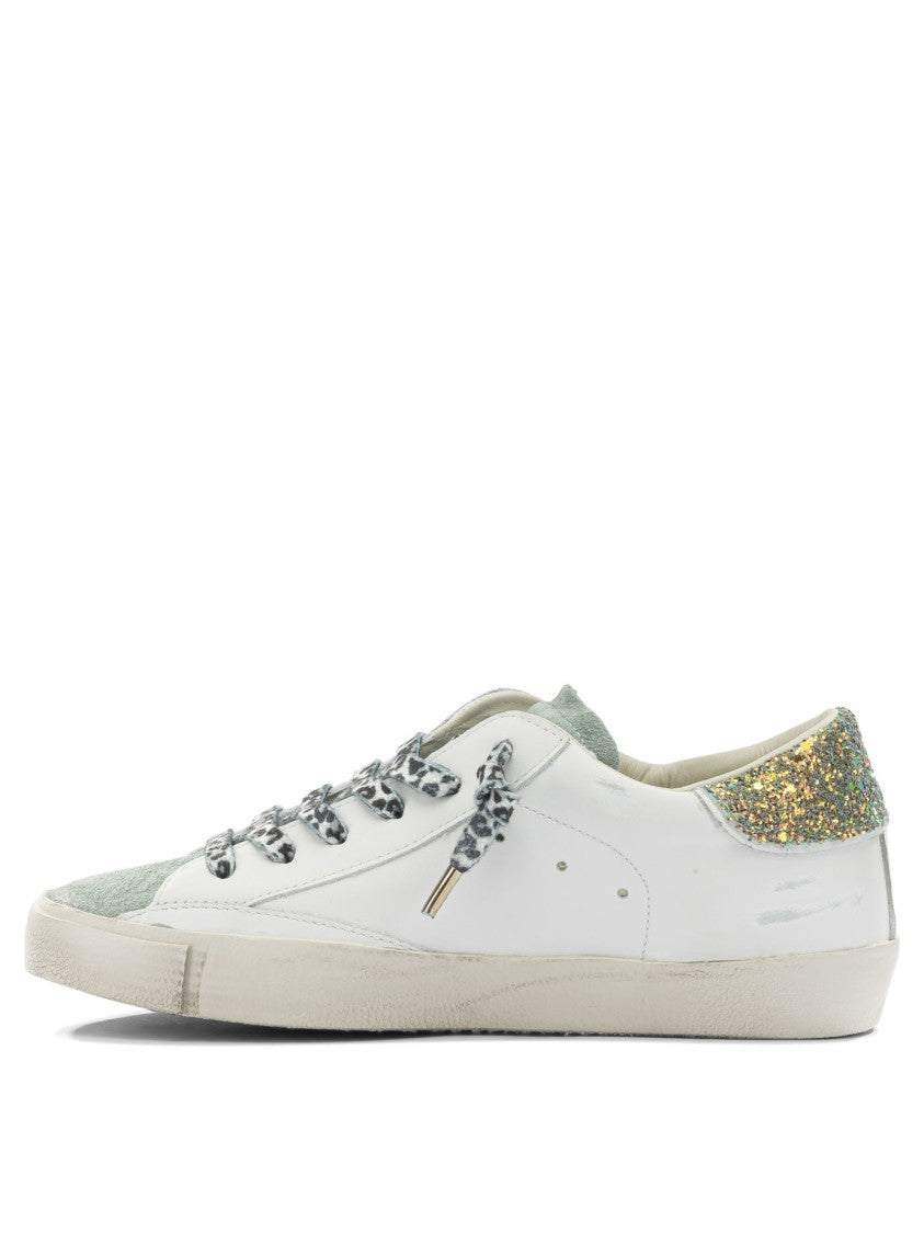 Philippe Model Paris Low-Top Sneakers With Gold Glitter Accents
