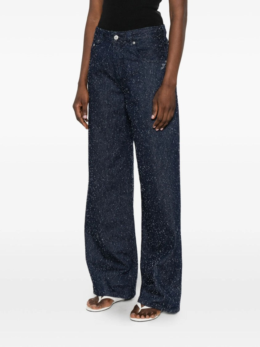 Jacquemus Dark Blue Speckled Five-Pocket Jeans